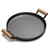 SOGA 31cm Cast Iron Pan Skillet Sizzle Fry Platter w/ Wooden Handle No Lid