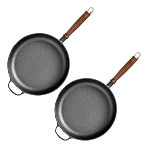 SOGA 2X 29cm Round Cast Iron Frying Pan 