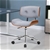 Wooden Office Chair Computer Chairs Home Seat Linen Fabric Grey ALFORDSON