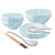 SOGA Light Blue Japanese Style Ceramic Dinnerware Crockery Set of 5