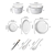 SOGA Diamond Pattern Ceramic Dinnerware Crockery Set of 22