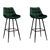 Artiss Kitchen Bar Stools Velvet Counter Chairs Metal Barstools Green