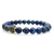 Unisex 8mm Lapis Lazuli & Golden Rhinestone Beaded Gemstone Bracelet