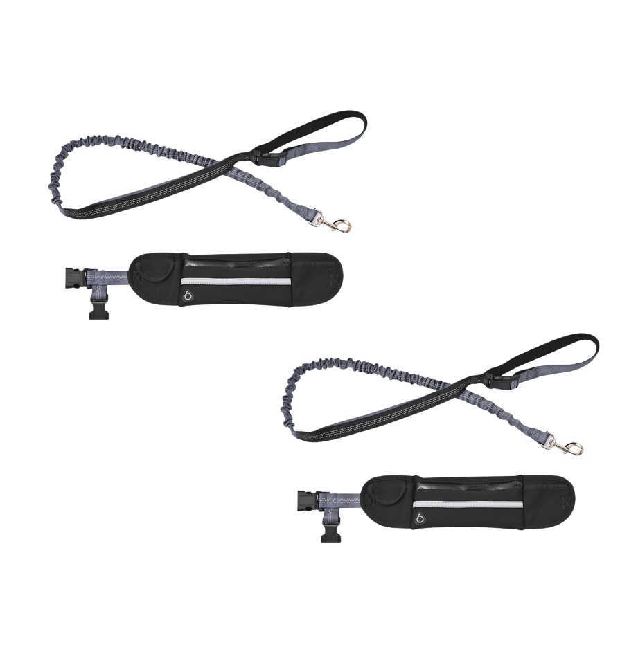 SOGA 2X Black Adjustable Hands-Free Pet Leash Bag Dog Lead Pet Essentials