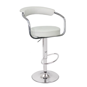 2X White Bar Stools Faux Leather High Ba