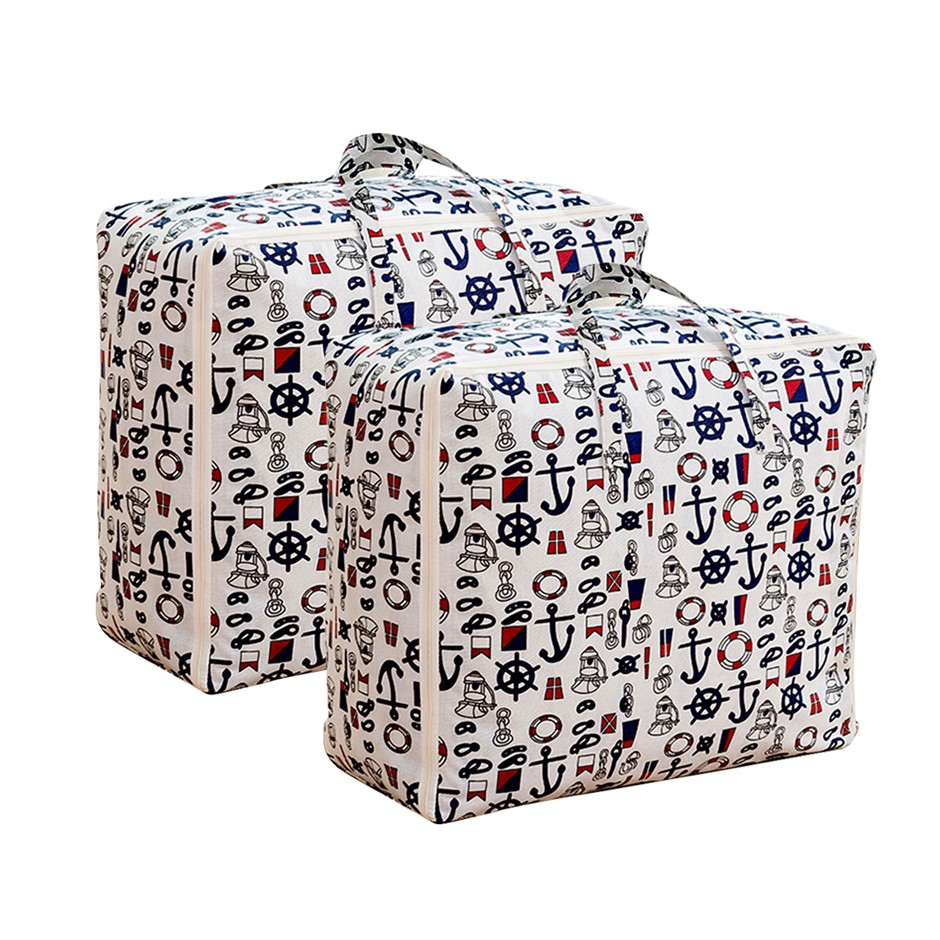 SOGA 2X Nautical Icons Medium Storage Luggage Bag Foldable Organiser