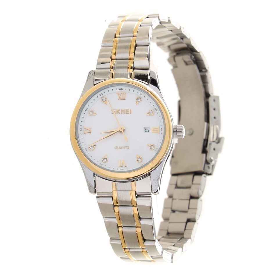SKMEI Ladie's Quartz Wrist Watch w/ Stainless Steel Bracelet, White Face. B