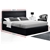 Artiss LED Bed Frame Double Size Gas Lift Base With Storage Black Leather