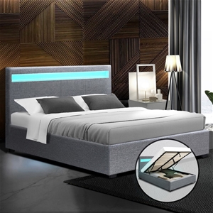 Artiss LED Bed Frame Queen Size Gas Lift
