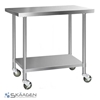 Unused 1524mm x 610mm Stainless Steel Bench Including 4 x Casters