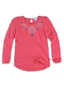 Pumpkin Patch Girl's Embroidered Neck To