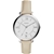 FOSSIL Women's 36mm Jacqueline Silvertone Watch, White Dial, Ivory Leather