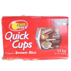 6 x SUNRICE 2pk Quick Cups Brown Rice 12