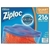 ZIPLOC 216pk Quart Freezer Storage Bags, 17.7cm x 18.8cm NB: Damaged Box &