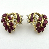 No Reserve 18ct Yellow Gold 1.52ct Ruby  Diamond Earrings