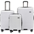 TOSCA London Luggage 3 Piece Hardside Luggage Set, White, Large: 76cm, Medi