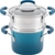 RACHAEL RAY Nonstick Sauce Pot and Steamer Insert Set, 3 Quart, Marine Blue