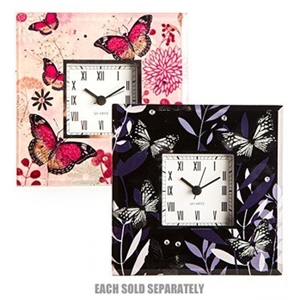 Decor Butterfly Table Clock - Pink