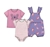 2 x 3pc PEKKLE Infant's Set, Size 12M, Incl: Overall, Bodysuit & Tee, Butte