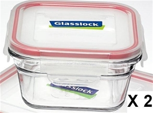 2 Pack - Glasslock Square Oven Safe Temp