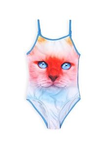 Pumpkin Patch Girl's Cat Print Swimsuit