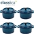 4 x Classica 10cm Cast Iron Mini Casserole - Blue