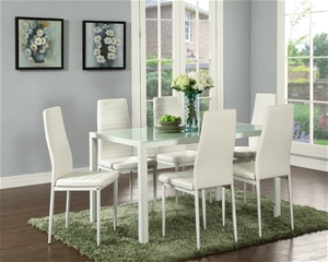 6 Seater Glass Top Dining Table - White