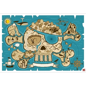 Pirate Island Map, 118x80cm Canvas Print