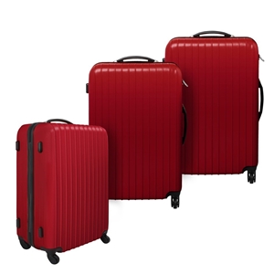 3 Pcs Hard Shell Travel Luggage Set Red