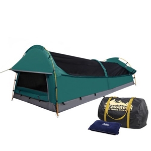 King Single Camping Canvas Swag Tent Gre