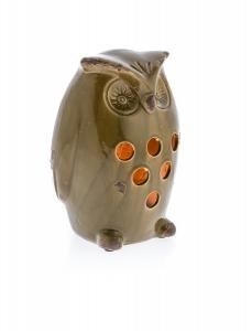 Green Ceramic Owl Tealight Holder