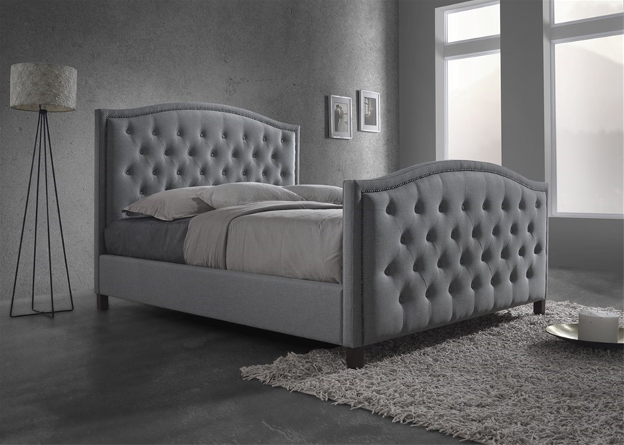 Luxury Queen Size Fabric Bed Frame, Grey Fabric Bed Frame Queen